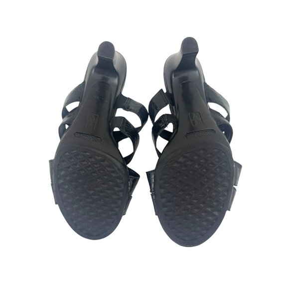 Aerosoles Protector‎ Black Croc 3" Heels Sandals Size 8 Slip On Open Toe Shoes - Picture 7 of 10